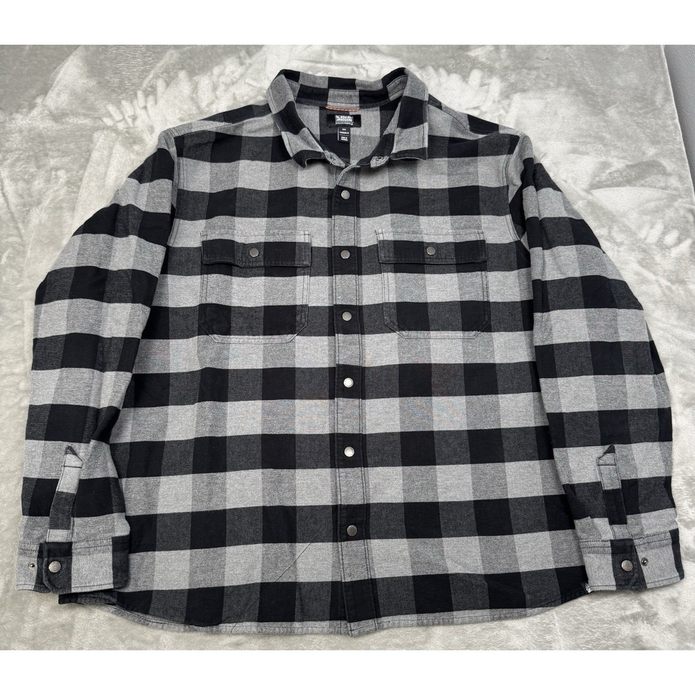 Alaskan Hardgear Flannel Mens 3XL Gray Black Snap Shirt Shacket Heavyweight Work